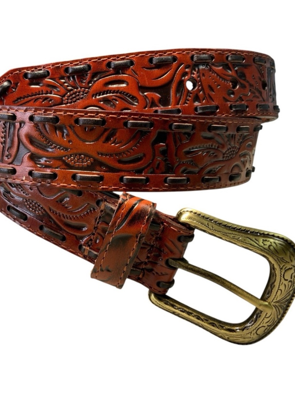 Patricia Nash Patricia Nash Women's Tooled Brown Leather Belt